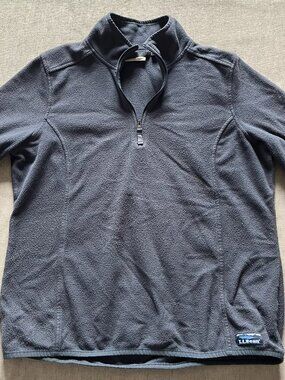 LL Bean 1/4 Zip Sweater Women Large Blue High Neck Pullover Fleece Outdoor